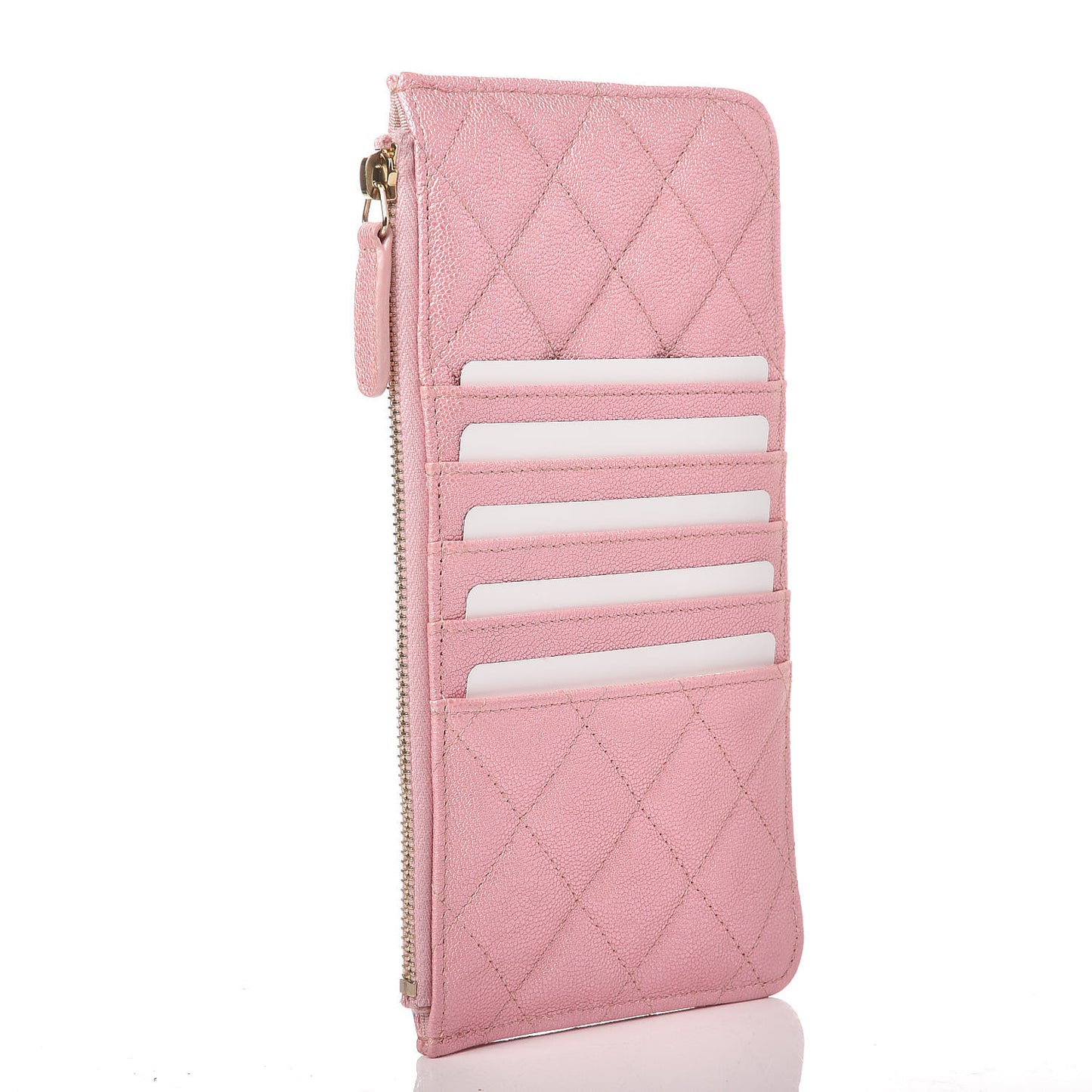 Iridescent Caviar Quilted Classic iPhone Pouch Rose Pink