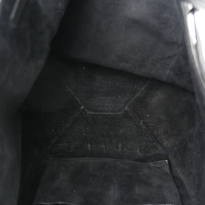 Celine Crocodile Embossed Calfskin Medium Belt Cabas Phantom Black 5 of 12