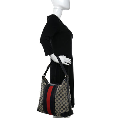 Gucci Monogram Vintage Web Medium Hobo Navy 2 of 21