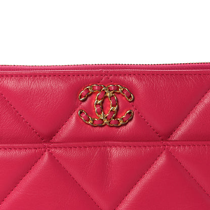 Chanel Shiny Goatskin Quilted Chanel 19 Pouch Dark Pink 8 of 11