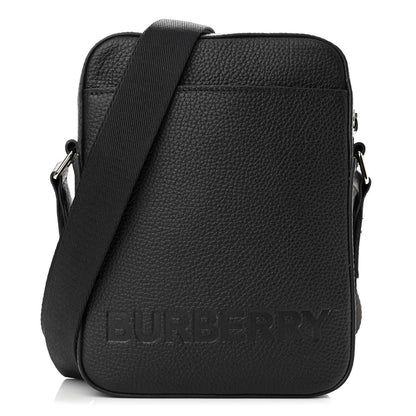 Burberry Grainy Calfskin Logo Embossed Crossbody Bag Black 1 of 10