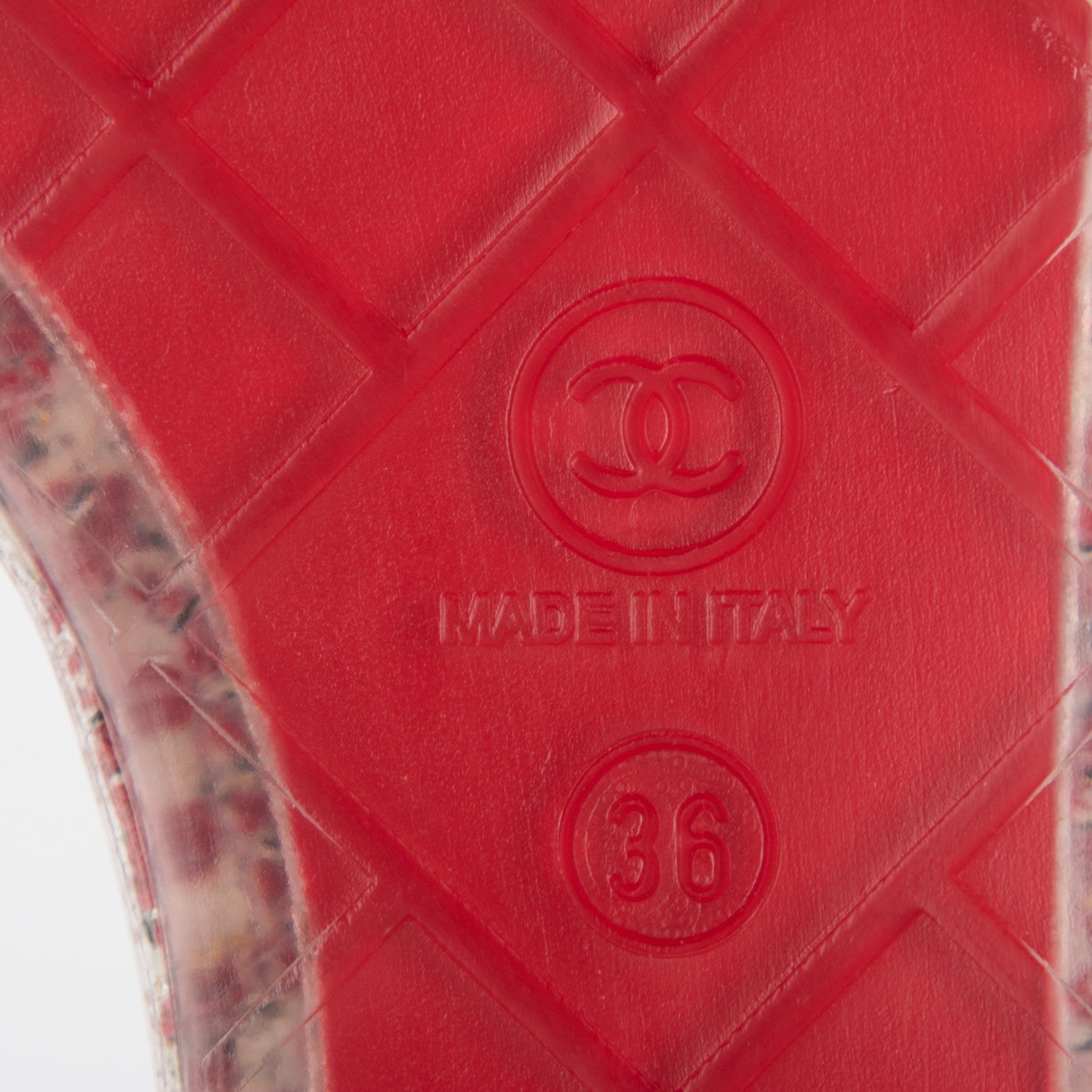 Chanel PVC Tweed CC Thong Sandals 36 Red 6 of 7