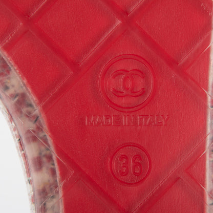 Chanel PVC Tweed CC Thong Sandals 36 Red 6 of 7