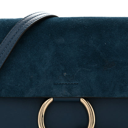 Chloe Suede Calfskin Small Faye Shoulder Bag Majolica Blue 8 of 14