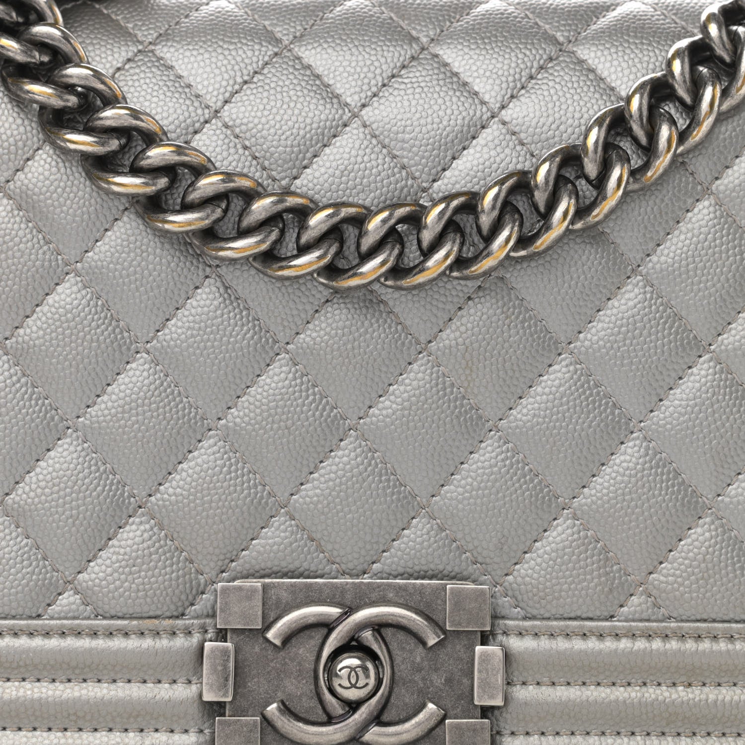 Chanel Metallic Caviar Quilted Medium Boy Flap Silver 8 of 16