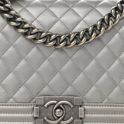 Chanel Metallic Caviar Quilted Medium Boy Flap Silver 8 of 16