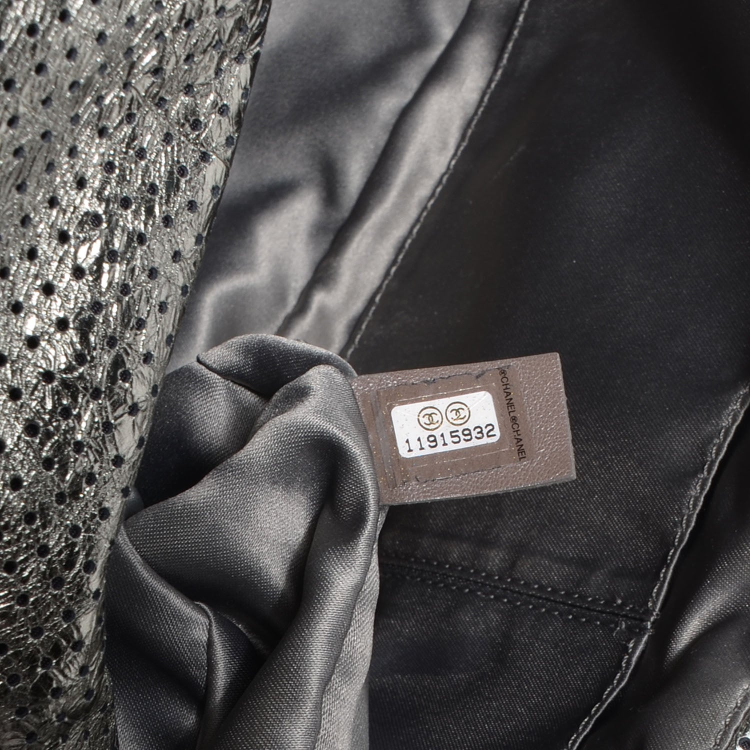 Chanel Metallic Crackled Calfskin Perforated Large Drill Flap Silver 8 of 8