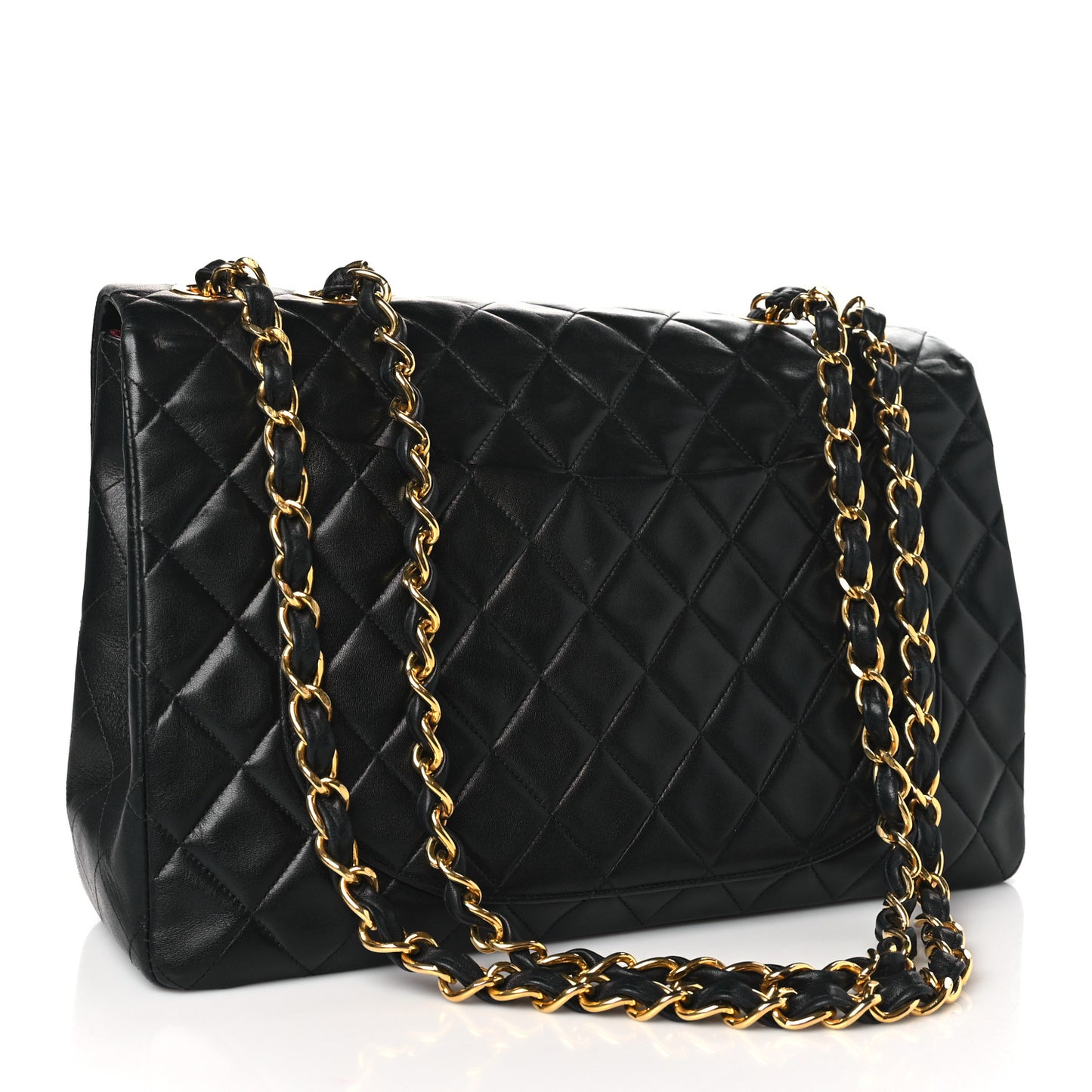 Lambskin Quilted XL Jumbo Single Flap Black