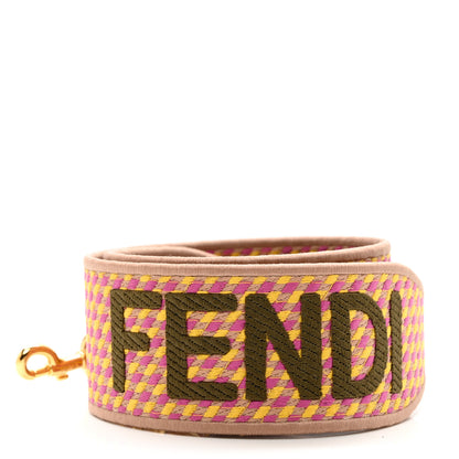 Fendi Canvas Vitello King Logo Embroidered Shaped Strap You Bouganville Mimosa Miele Sand 2 of 4