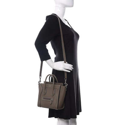 Celine Drummed Calfskin Nano Luggage Souris 2 of 12