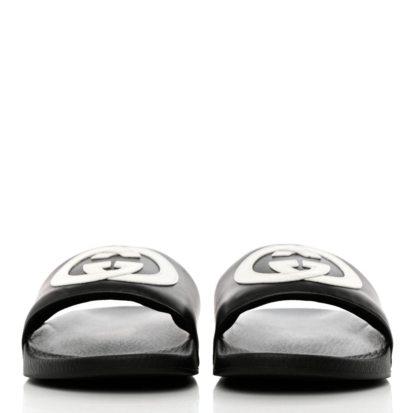 Nappa Miro Soft Calfskin Interlocking G Mens Slide Sandals 9 Black White