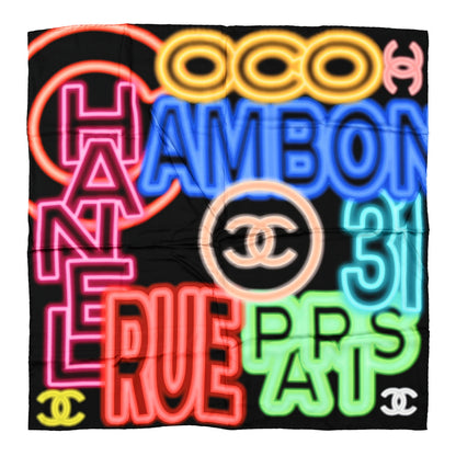 Chanel Silk Neon CC Square Scarf Black Multicolor 1 of 3