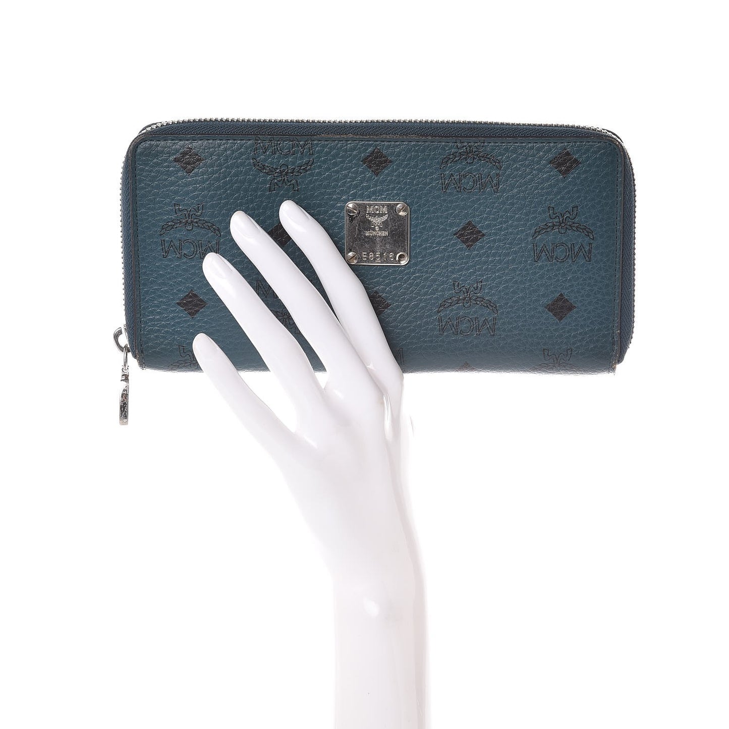 Heritage Visetos Large Zip Around Wallet Blue