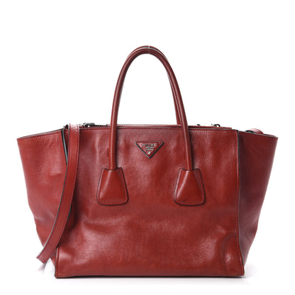 Prada Glace Calf Twin Pocket Tote Fuoco 1 of 14