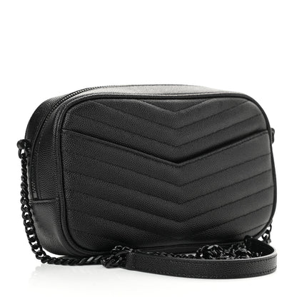 Saint Laurent Grain De Poudre Matelasse Monochrome Monogram Mini Lou Camera Bag Black 3 of 10