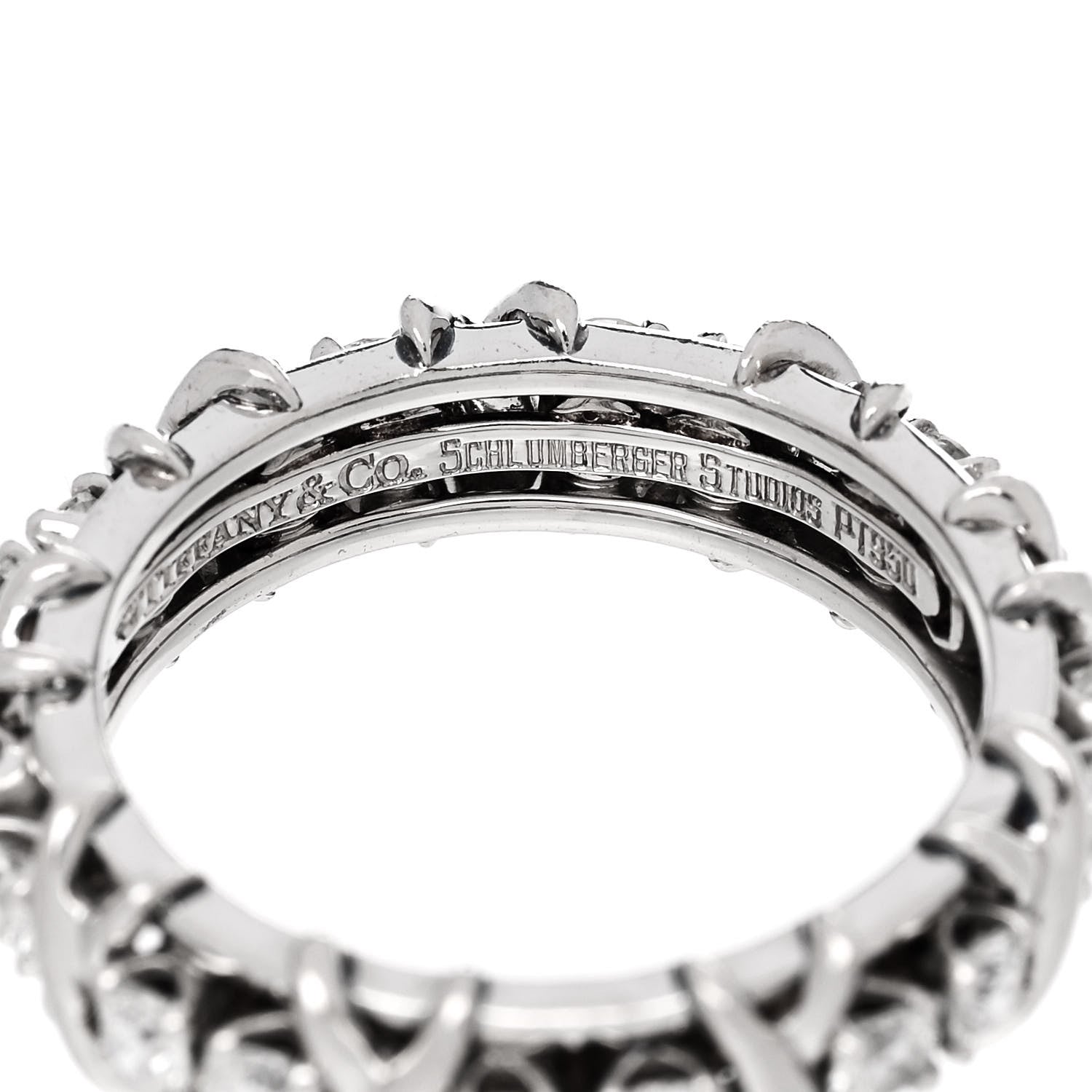 Tiffany Platinum Diamond 1.33ct Schlumberger Sixteen Stone Ring 58 8.5 4 of 4