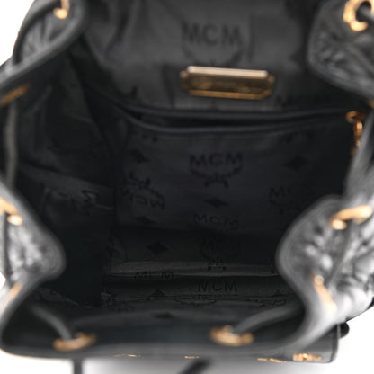 MCM Calfskin Studded Drawstring Backpack Black 5 of 11