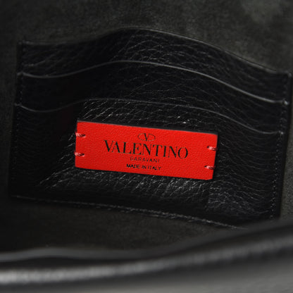 Valentino Garavani Grainy Calfskin Rockstud Double Flap Belt Bag Black 6 of 10