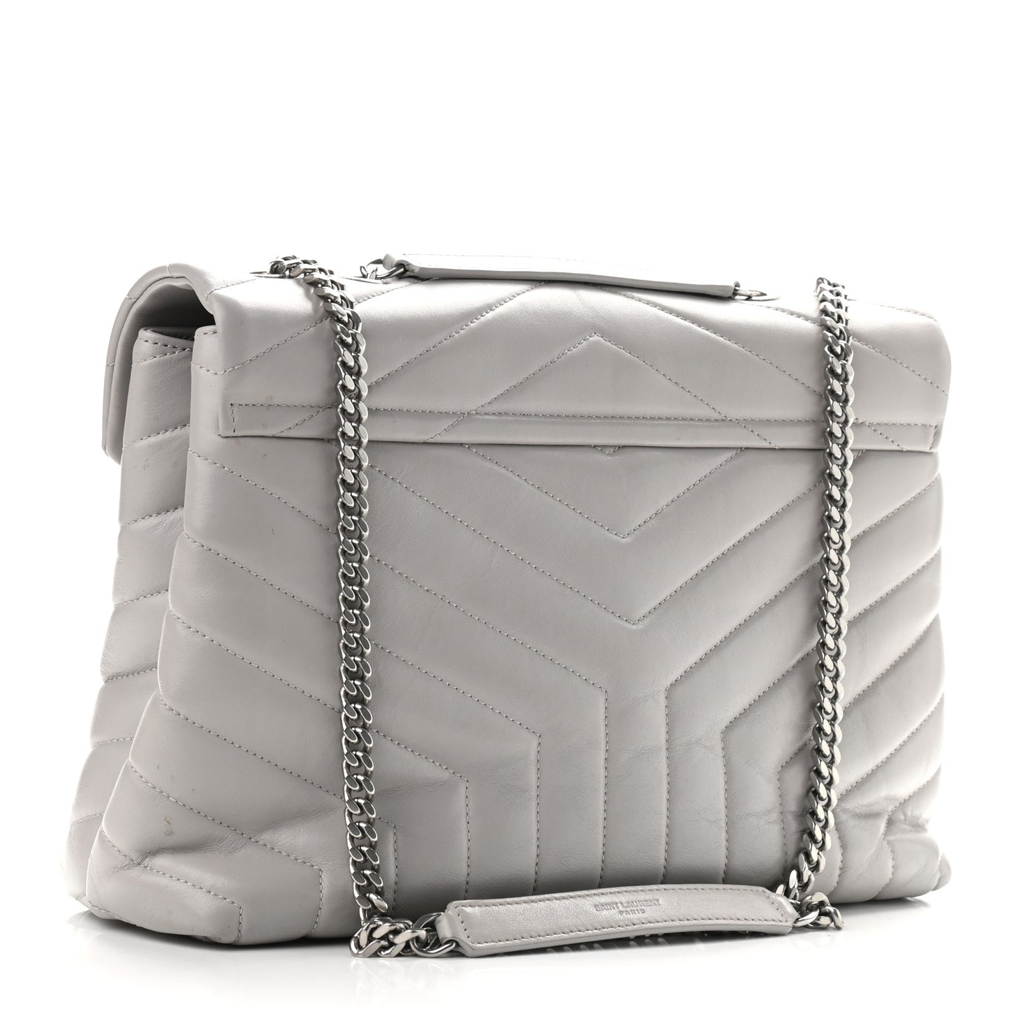 Calfskin Y Quilted Monogram Medium Loulou Chain Satchel Granite