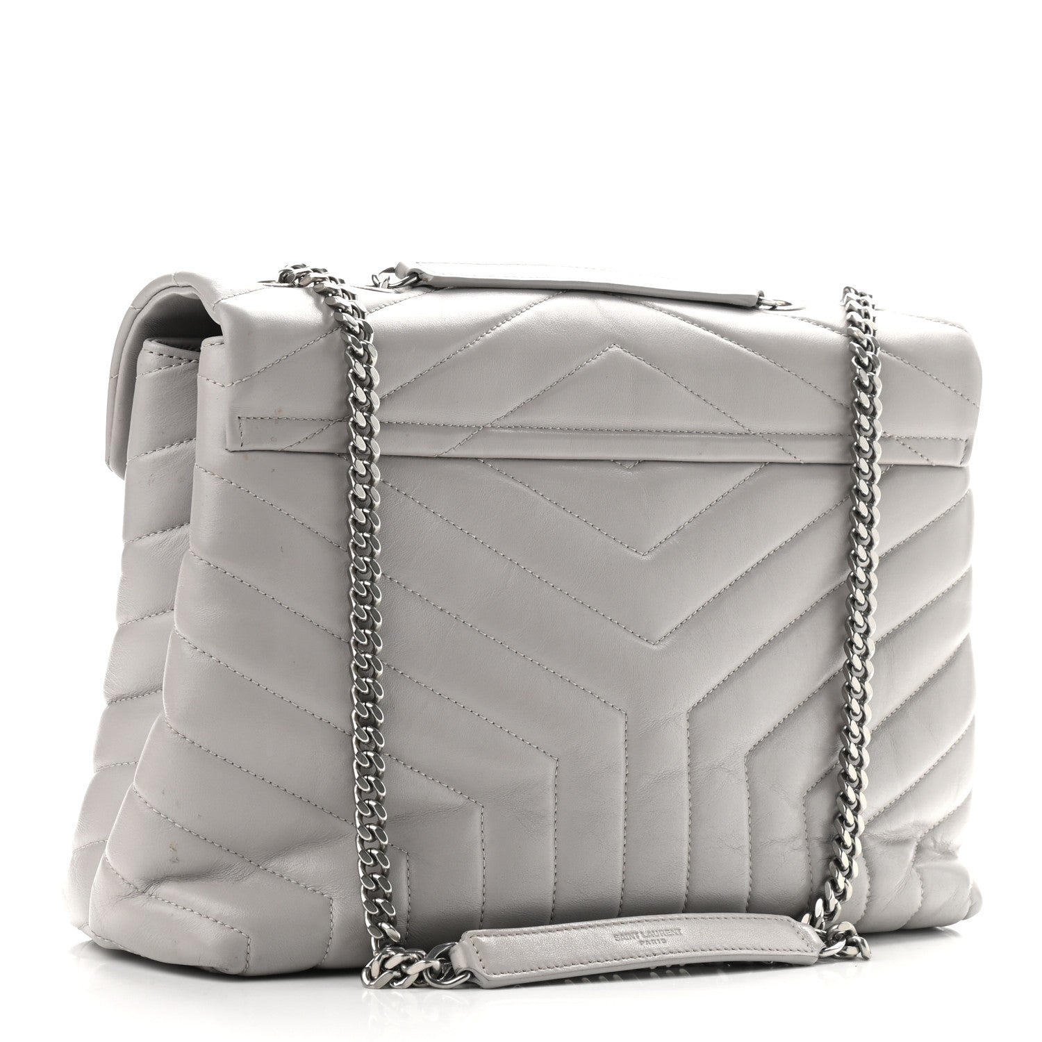 Saint Laurent Calfskin Y Quilted Monogram Medium Loulou Chain Satchel Granite 2 of 13