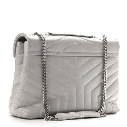Saint Laurent Calfskin Y Quilted Monogram Medium Loulou Chain Satchel Granite 2 of 13