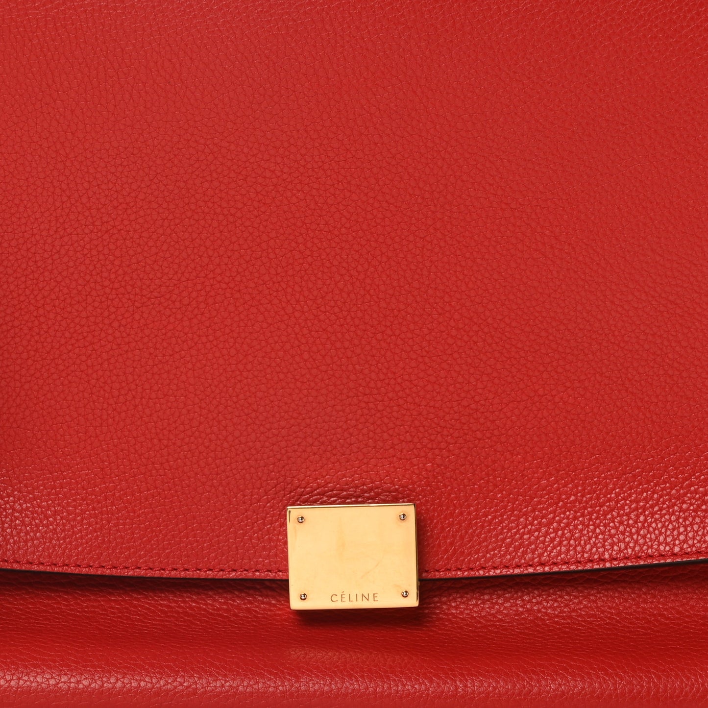 Drummed Calfskin Suede Medium Trapeze Vermillion