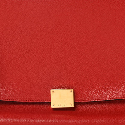Celine Drummed Calfskin Suede Medium Trapeze Vermillion 8 of 10