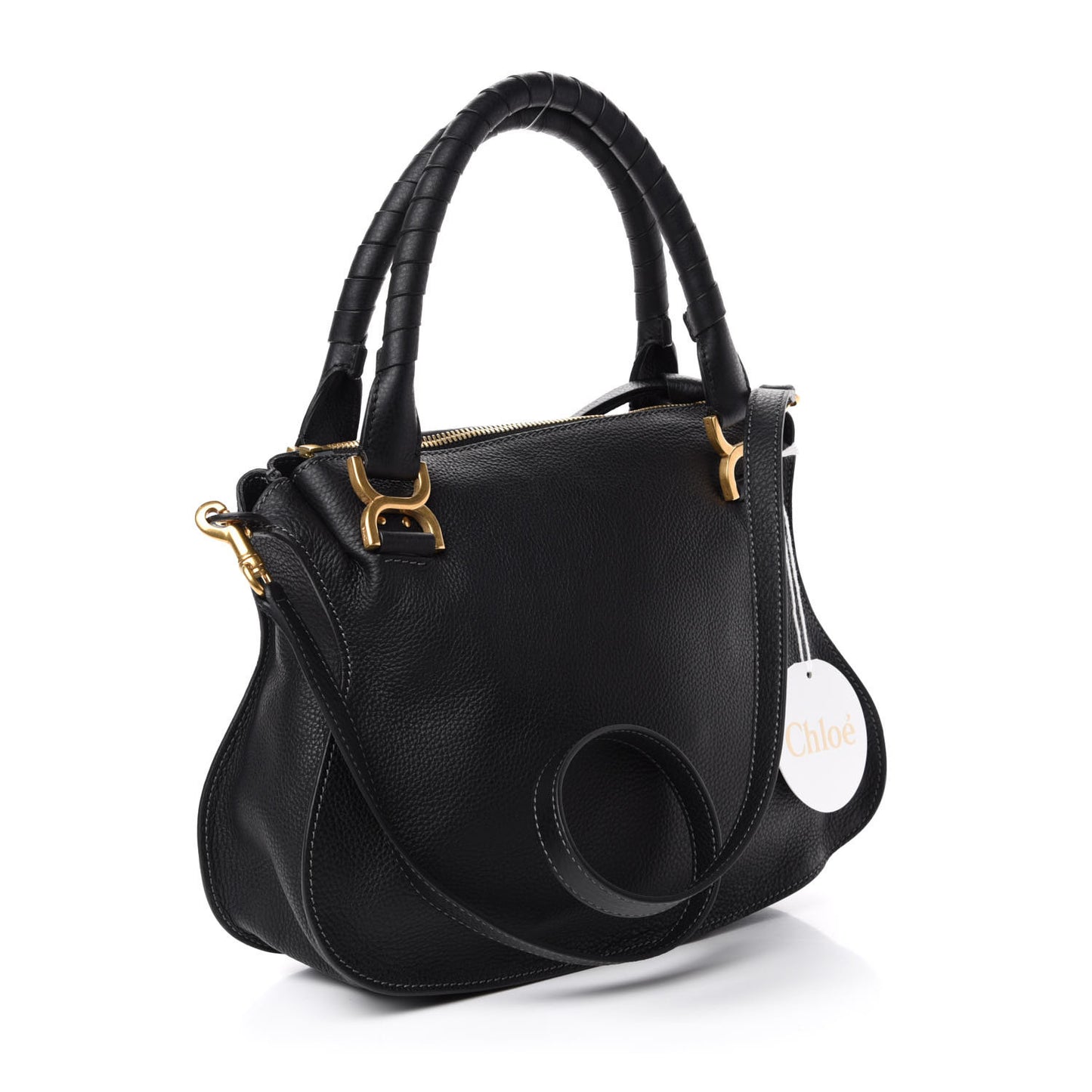 Calfskin Medium Marcie Satchel Black