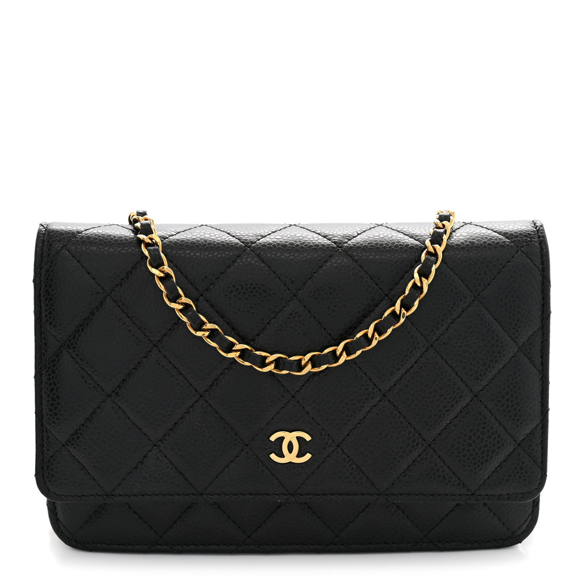 Caviar Quilted Wallet on Chain WOC Black