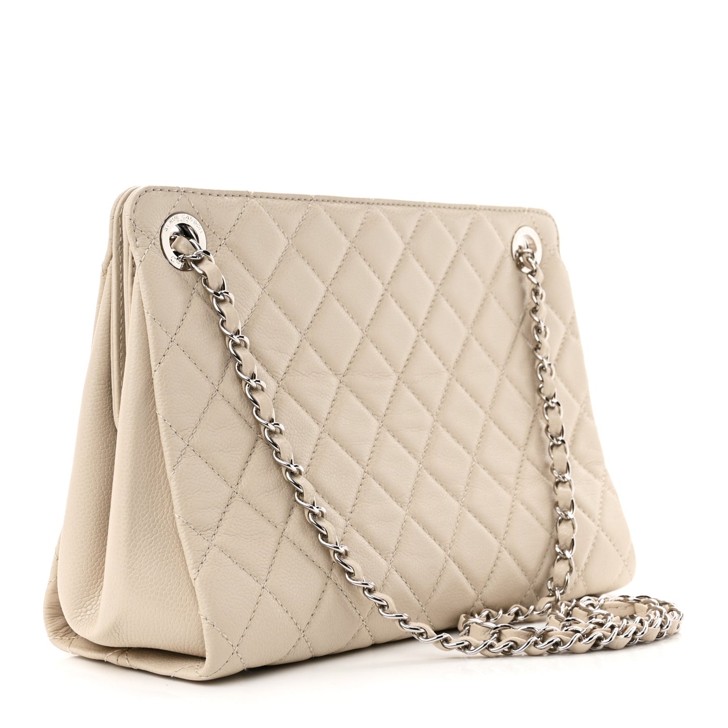 Caviar Quilted Timeless CC Shopping Tote Beige Clair