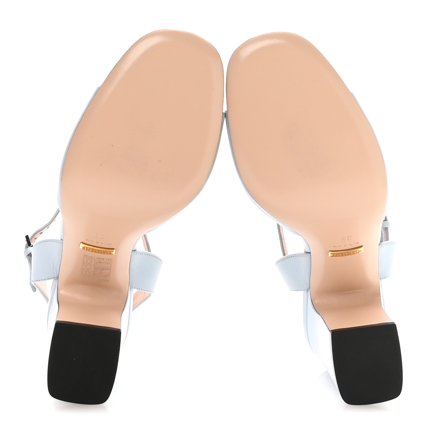Gucci Malaga Kid Horsebit Cross Strap 95mm Sandals 39 Eden Light Blue 6 of 8