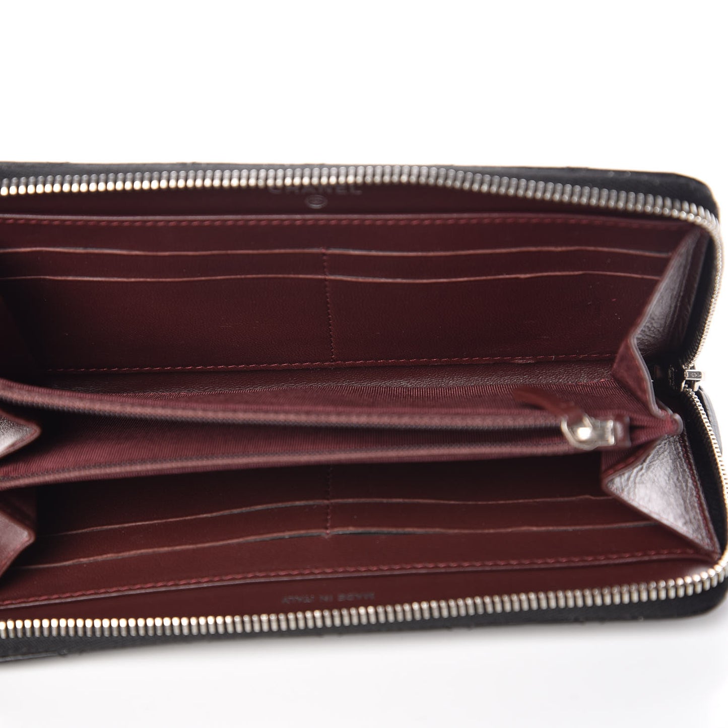 Lambskin Quilted Large Gusset Zip Around Wallet Black