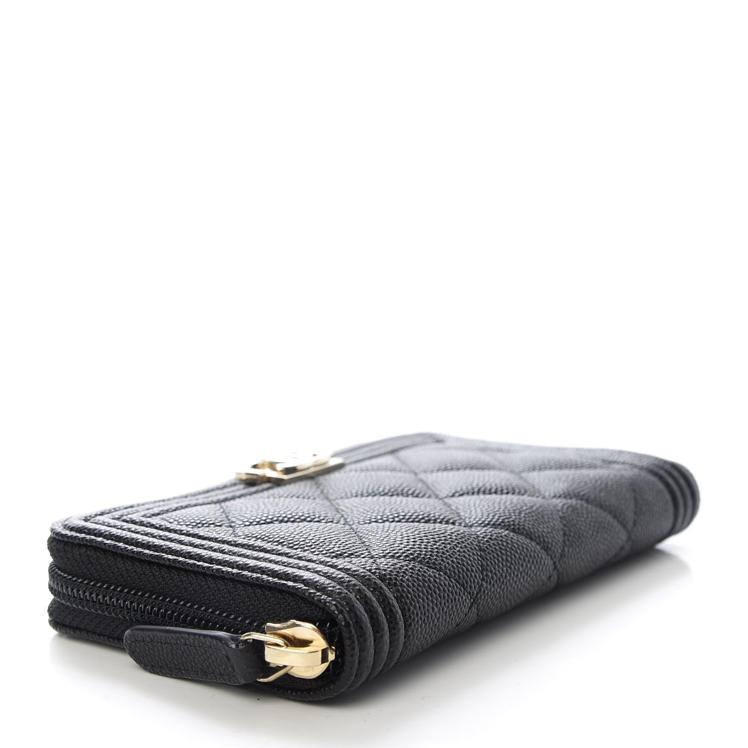 Chanel Caviar Quilted Small Boy Zip Around Wallet Black 4 of 9