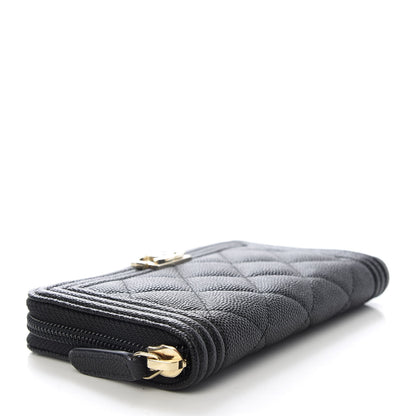 Chanel Caviar Quilted Small Boy Zip Around Wallet Black 4 of 9