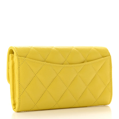 Chanel Caviar Quilted Medium Gusset Flap Wallet Yellow 3 of 9