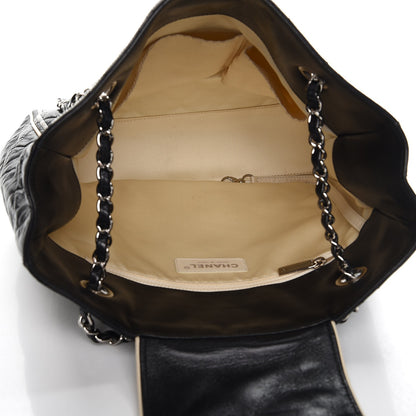 Chanel Glazed Lambskin Quilted Large North South Tote Black 5 of 11