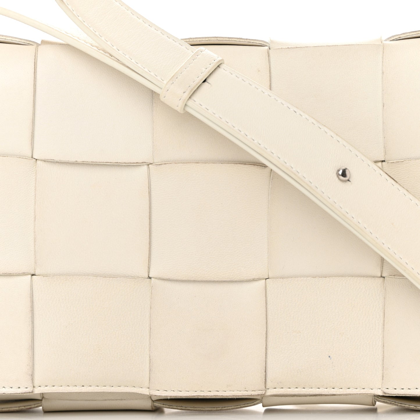 Lambskin Maxi Intrecciato Cassette Crossbody Bag White