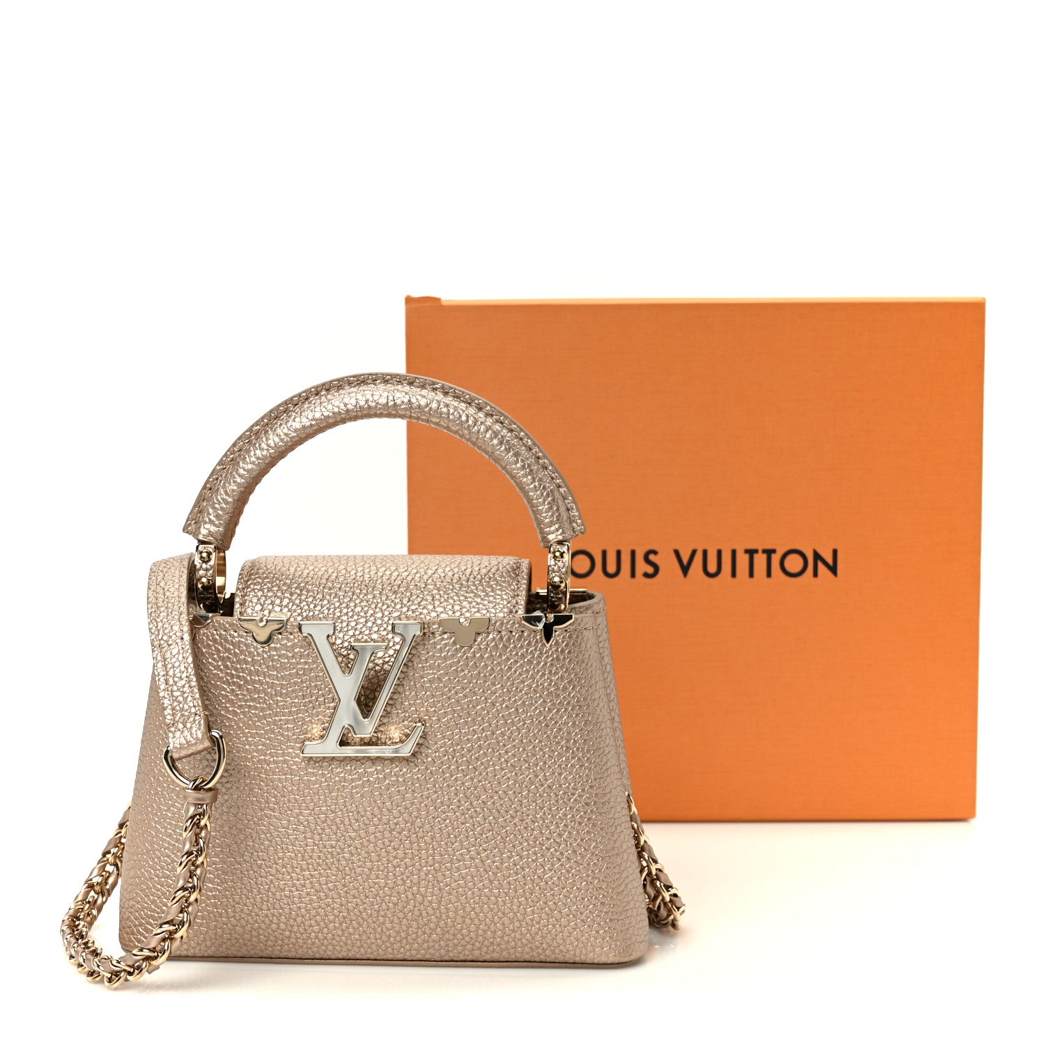 Louis Vuitton Metallic Taurillon Embellished Flower Crown Mini Capucines Gold 10 of 10
