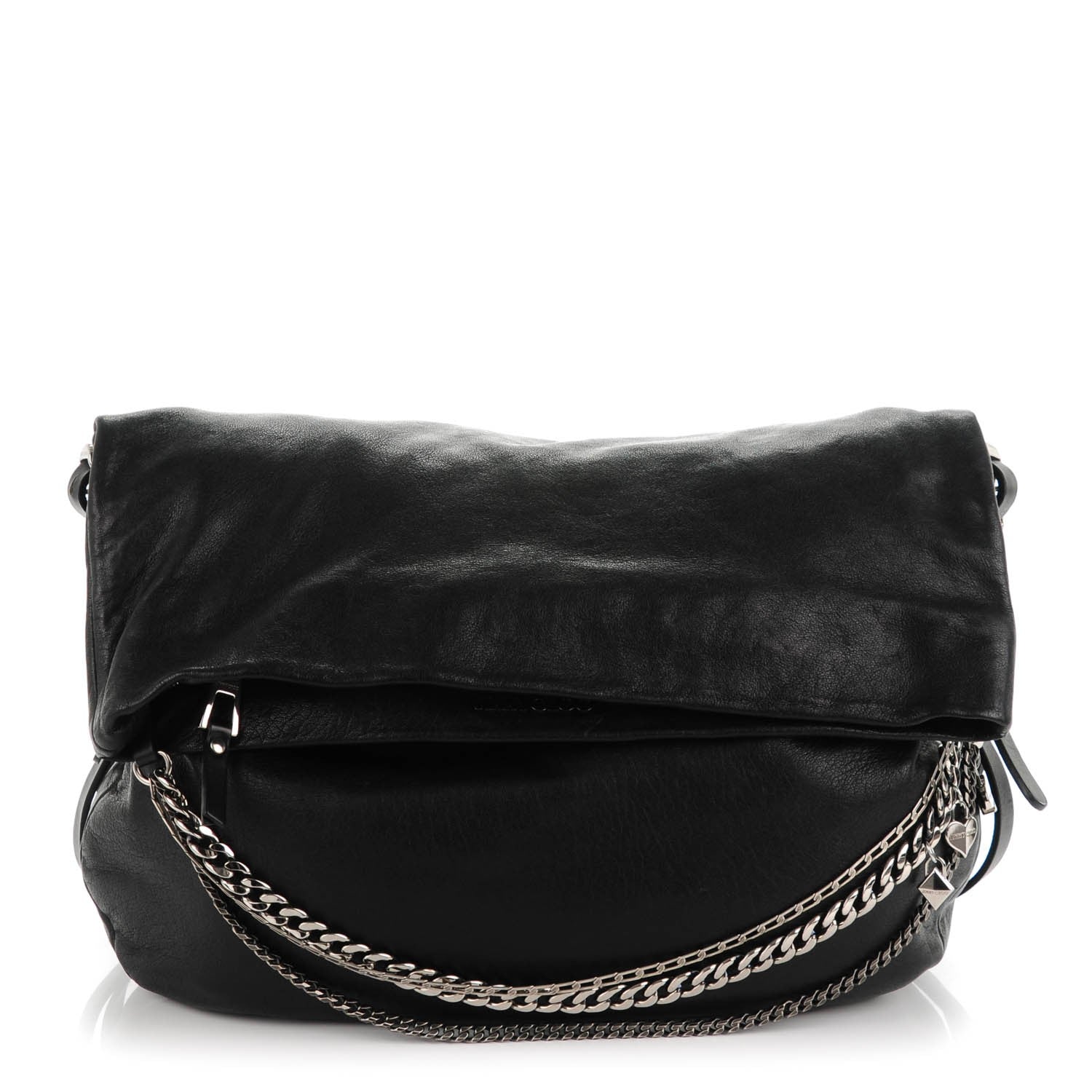 Jimmy Choo Lambskin Large Biker Hobo Black 1 of 8