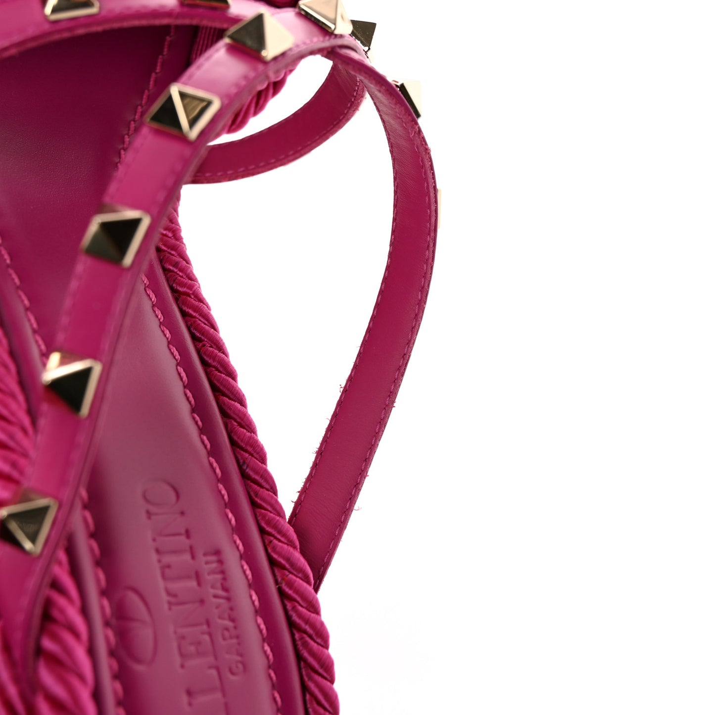 Calfskin Silk Rockstud Torchon Espadrille Wedge 25/95mm Slide Sandals 37 Rose Violet