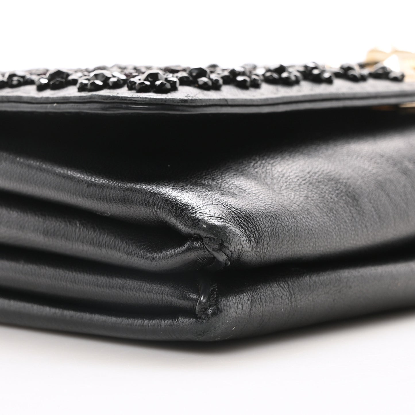 Lambskin Beaded Embroidery Medium Girello Flap Black