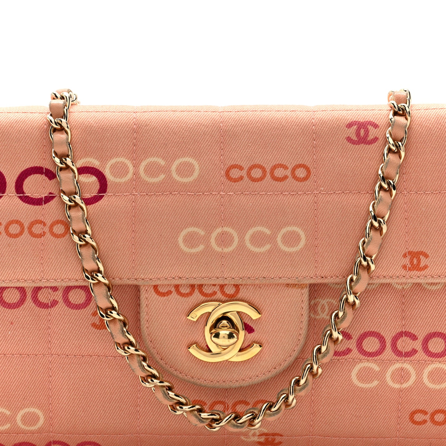 Canvas Chocolate Bar Quilted Coco East West Flap Pink