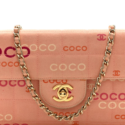 Chanel Canvas Chocolate Bar Quilted Coco East West Flap Pink 8 of 10