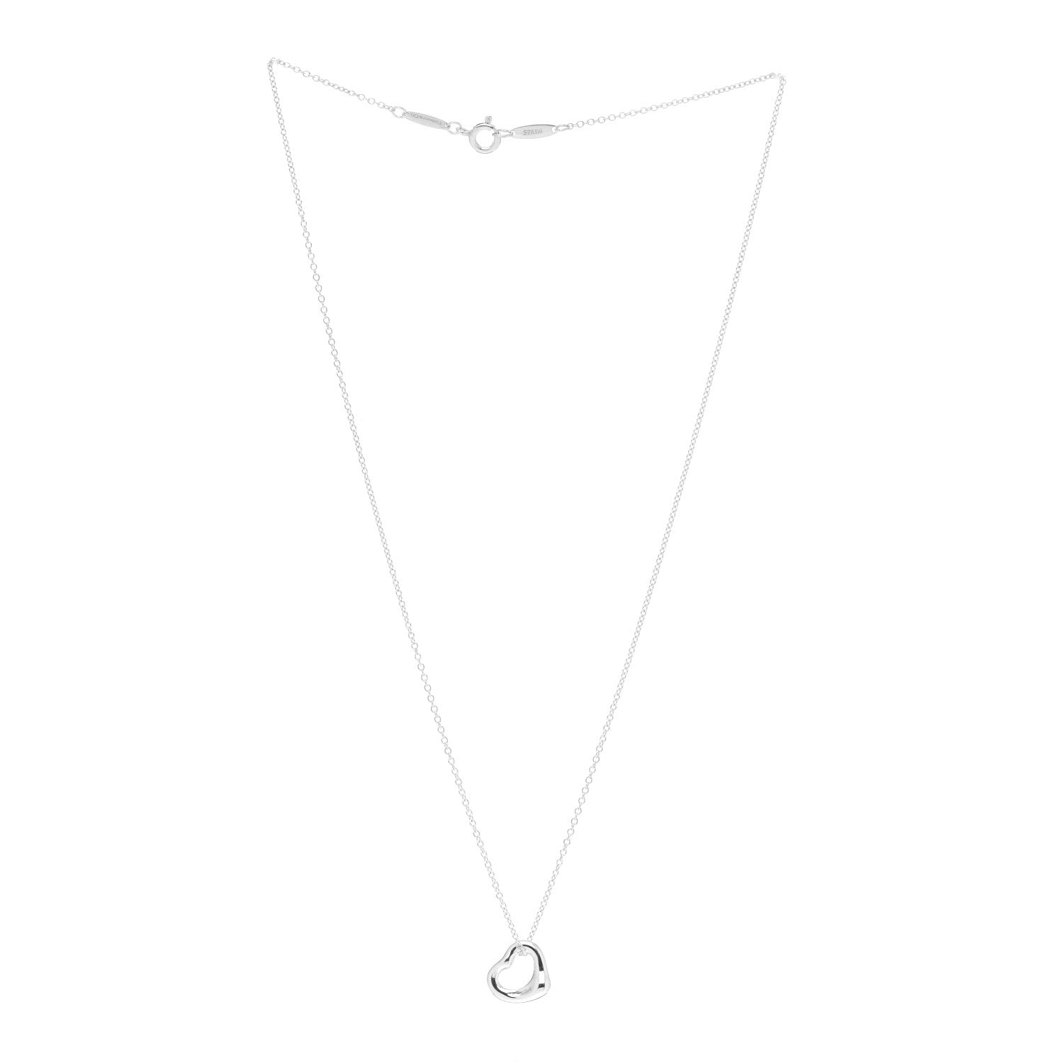 Tiffany Sterling Silver 11mm Elsa Peretti Open Heart Pendant Necklace 3 of 4