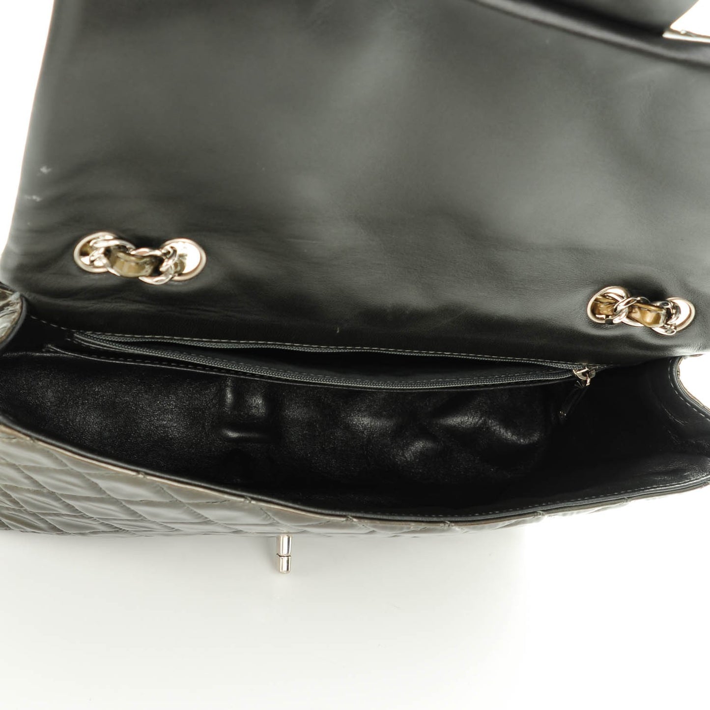 Patent Quilted Jumbo Single Flap Green