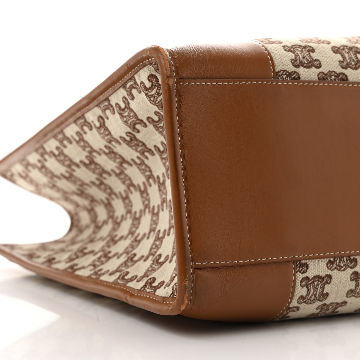 Canvas Calfskin Triomphe Embroidered Horizontal Cabas Tan