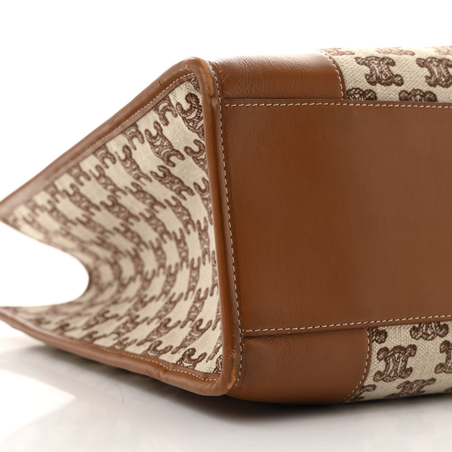 Celine Canvas Calfskin Triomphe Embroidered Horizontal Cabas Tan 8 of 14