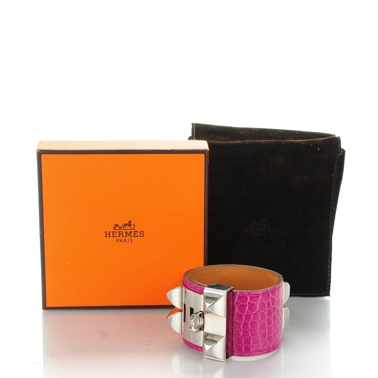 Shiny Alligator Collier De Chien CDC Bracelet Fuchsia