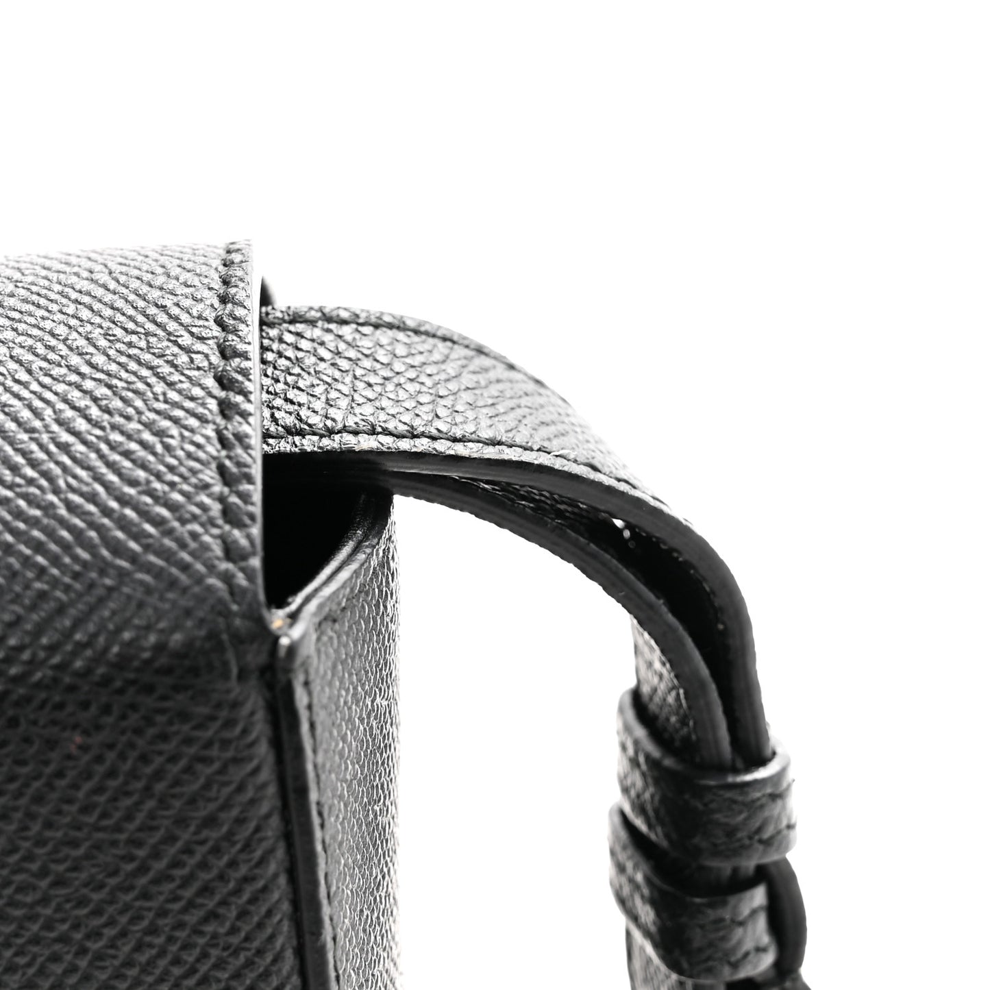 Signature Grained Calfskin Logo S Ville Day Bag Black