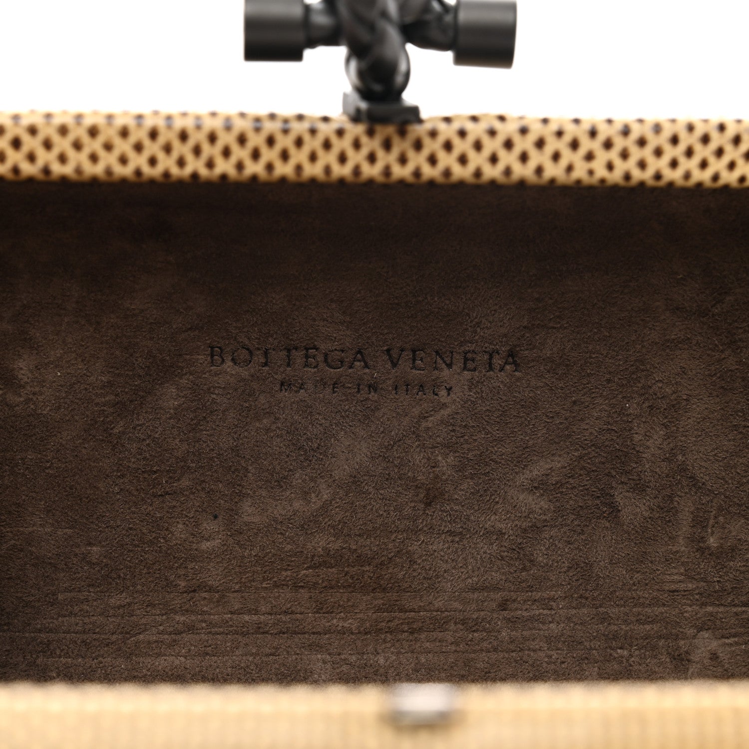 Bottega Veneta Nappa Intrecciato Beaded Knot Clutch Beige Black 6 of 6